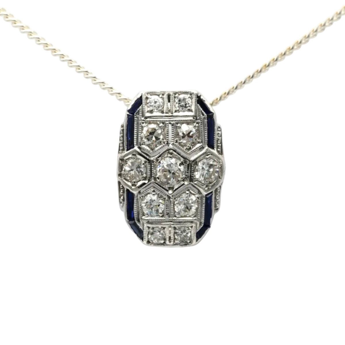 Pendentif en or blanc, saphirs et diamants - Castafiore