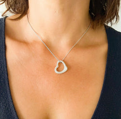 Pendentif en or gris formant un cœur pavée de diamants - Castafiore