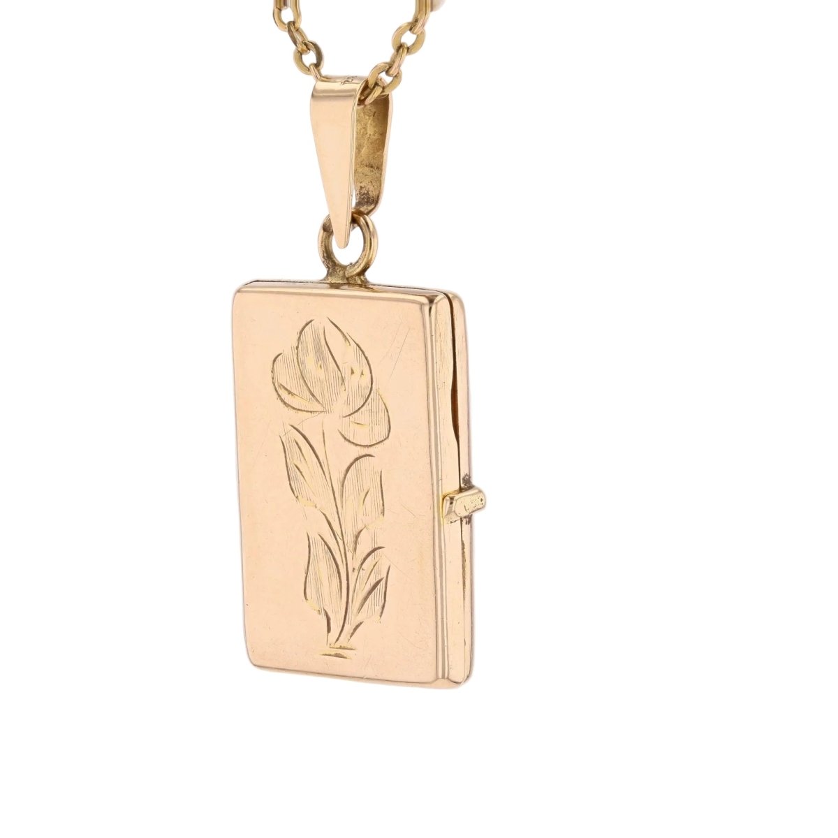 Rectangular medallion yellow gold chiseled