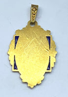 Pendentif en or jaune 18 carats en émail bleu. Epoque Napoléon III - Castafiore