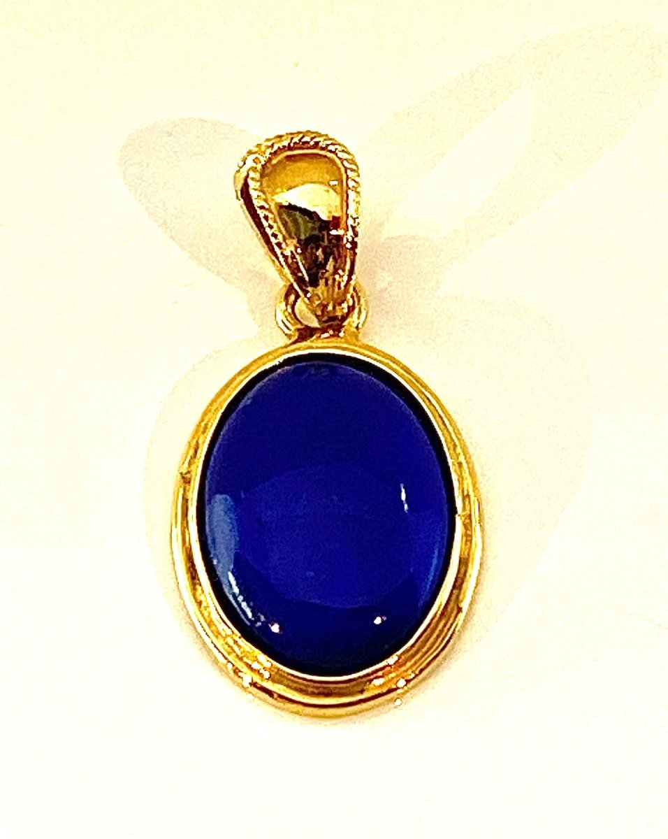 Pendentif en or jaune 18 carats et cabochon en lapis lazuli - Castafiore