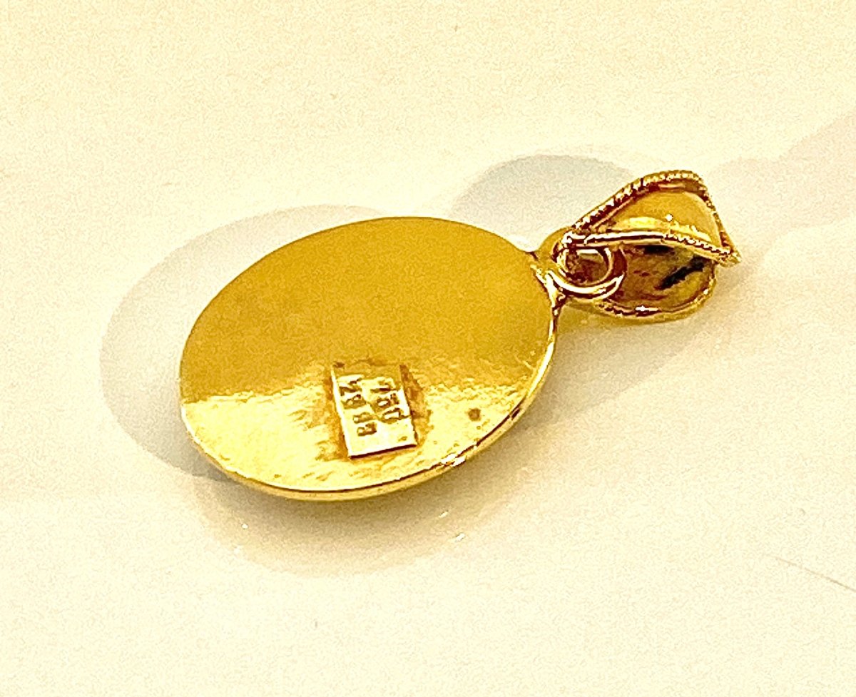 Pendentif en or jaune 18 carats et cabochon en lapis lazuli - Castafiore