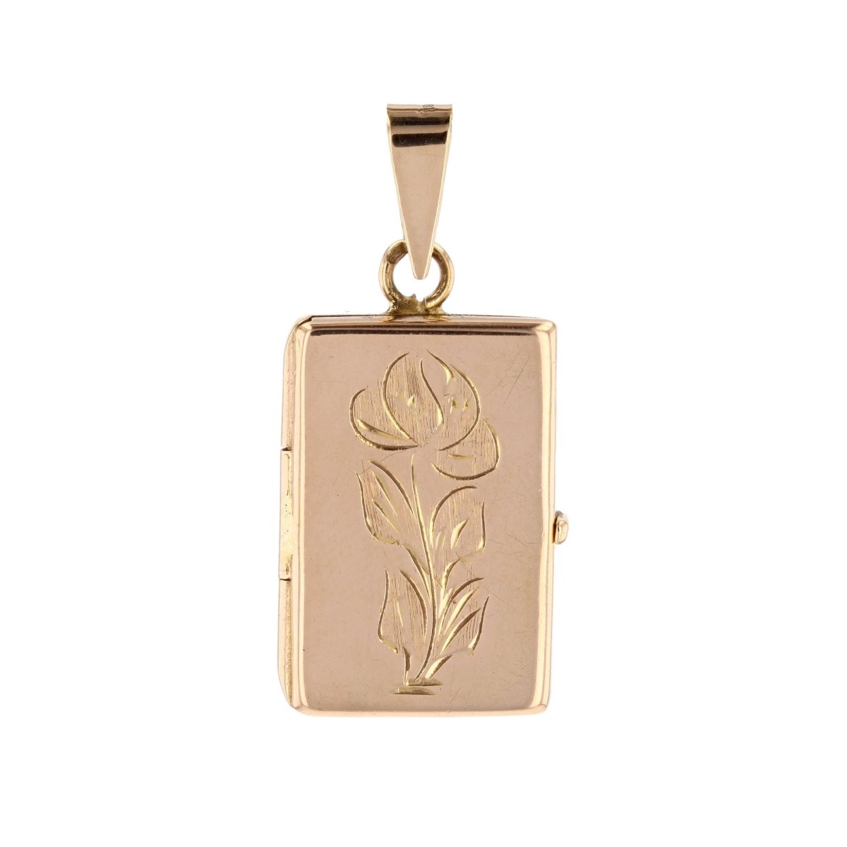 Rectangular medallion yellow gold chiseled