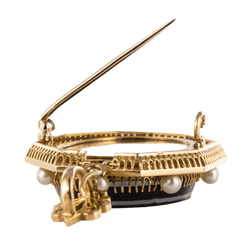 Pendentif en or jaune, agate et perles - Castafiore