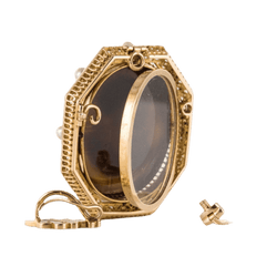 Pendentif en or jaune, agate et perles - Castafiore