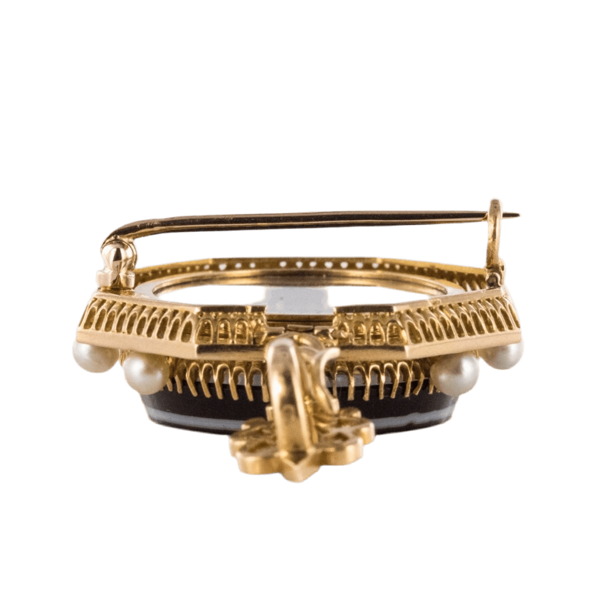 Pendentif en or jaune, agate et perles - Castafiore