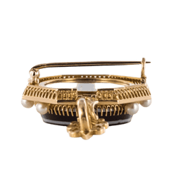 Pendentif en or jaune, agate et perles - Castafiore