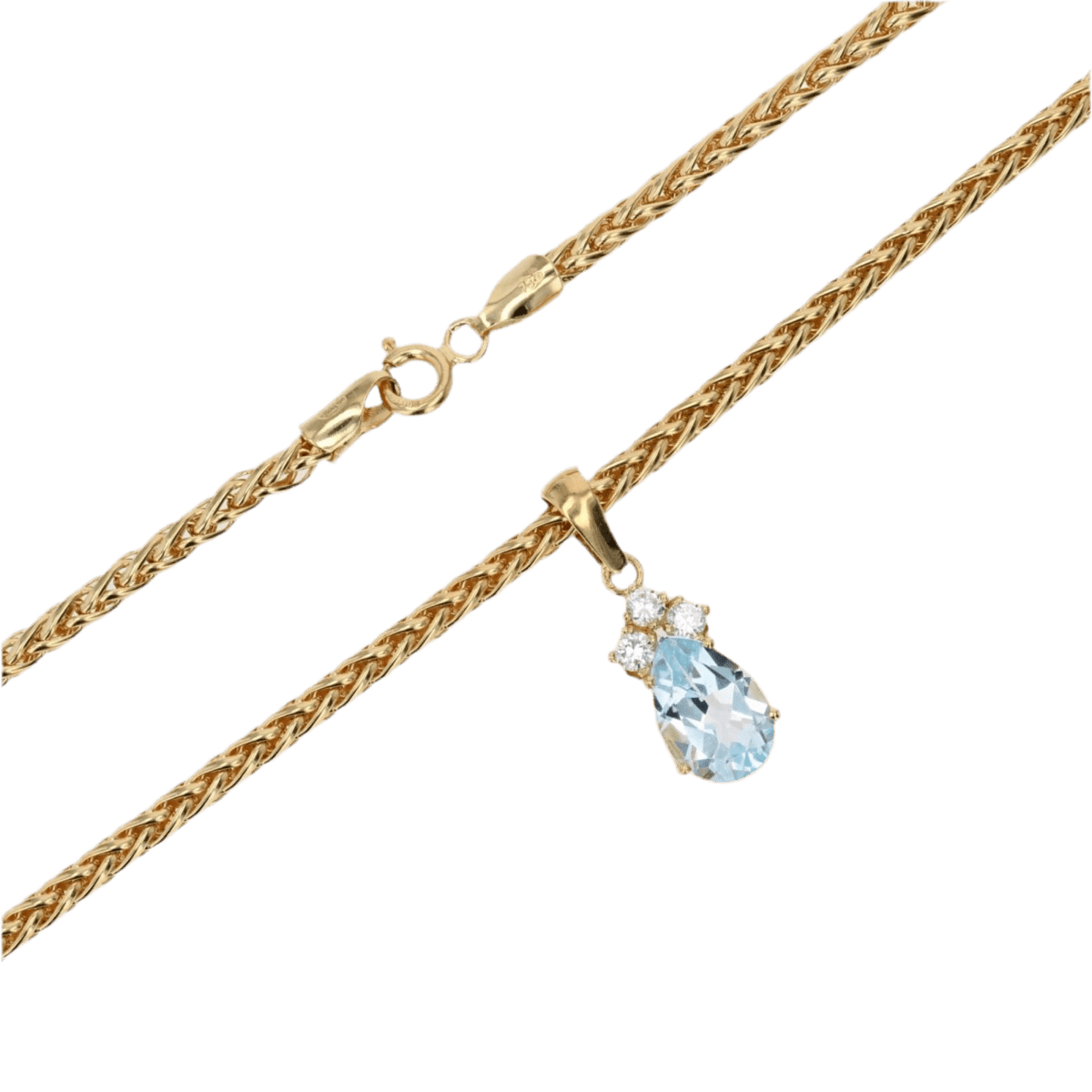 Pendentif en or jaune, aigue - marine et diamants - Castafiore