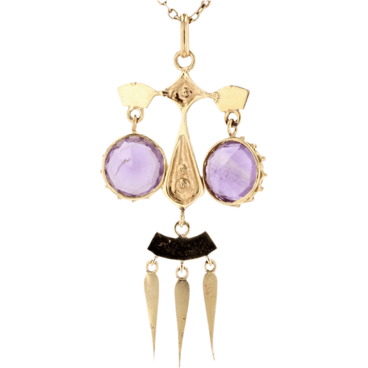 Pendentif en or jaune, améthystes et perles - Castafiore