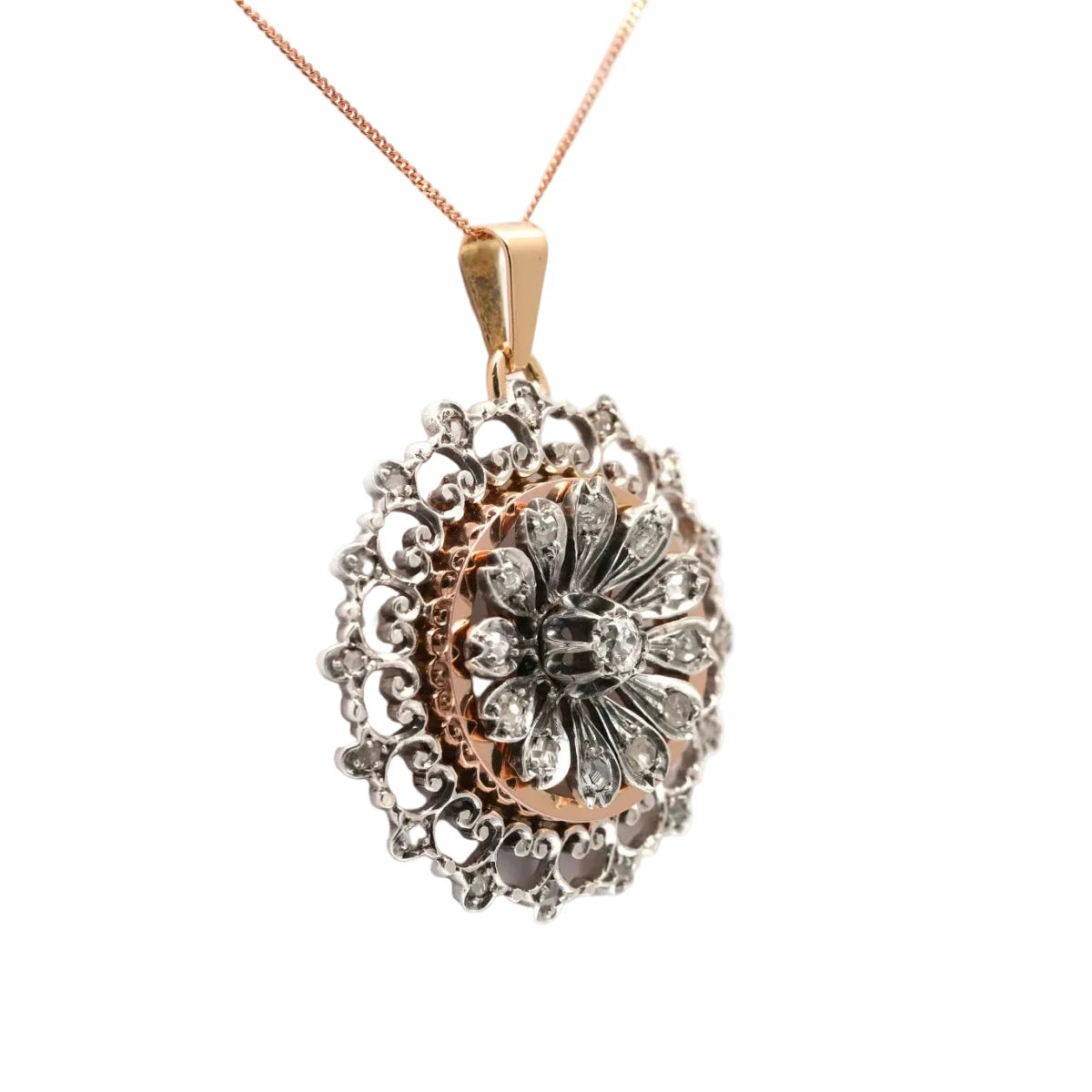 Pendentif en or jaune, argent et diamants - Castafiore
