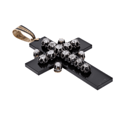 Pendentif en or jaune, argent, onyx, perles et diamants - Castafiore