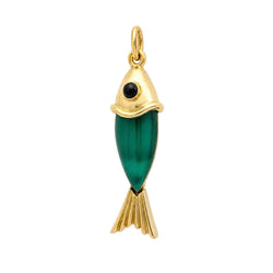 Pendentif en or jaune, calcédoine et onyx - Castafiore