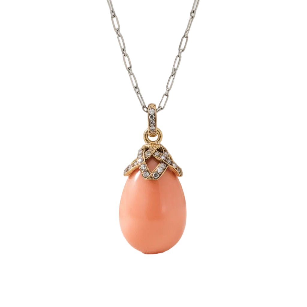 Pendentif en or jaune, corail et diamants - Castafiore