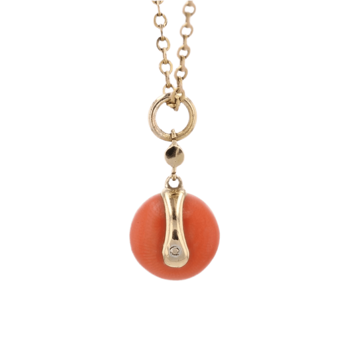 Pendentif en or jaune, corail, et diamants - Castafiore