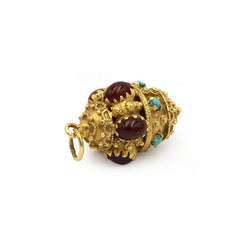 Pendentif en or jaune, cornalines et turquoises - Castafiore