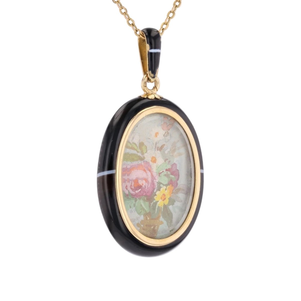 Pendentif en or jaune, émail et agate - Castafiore