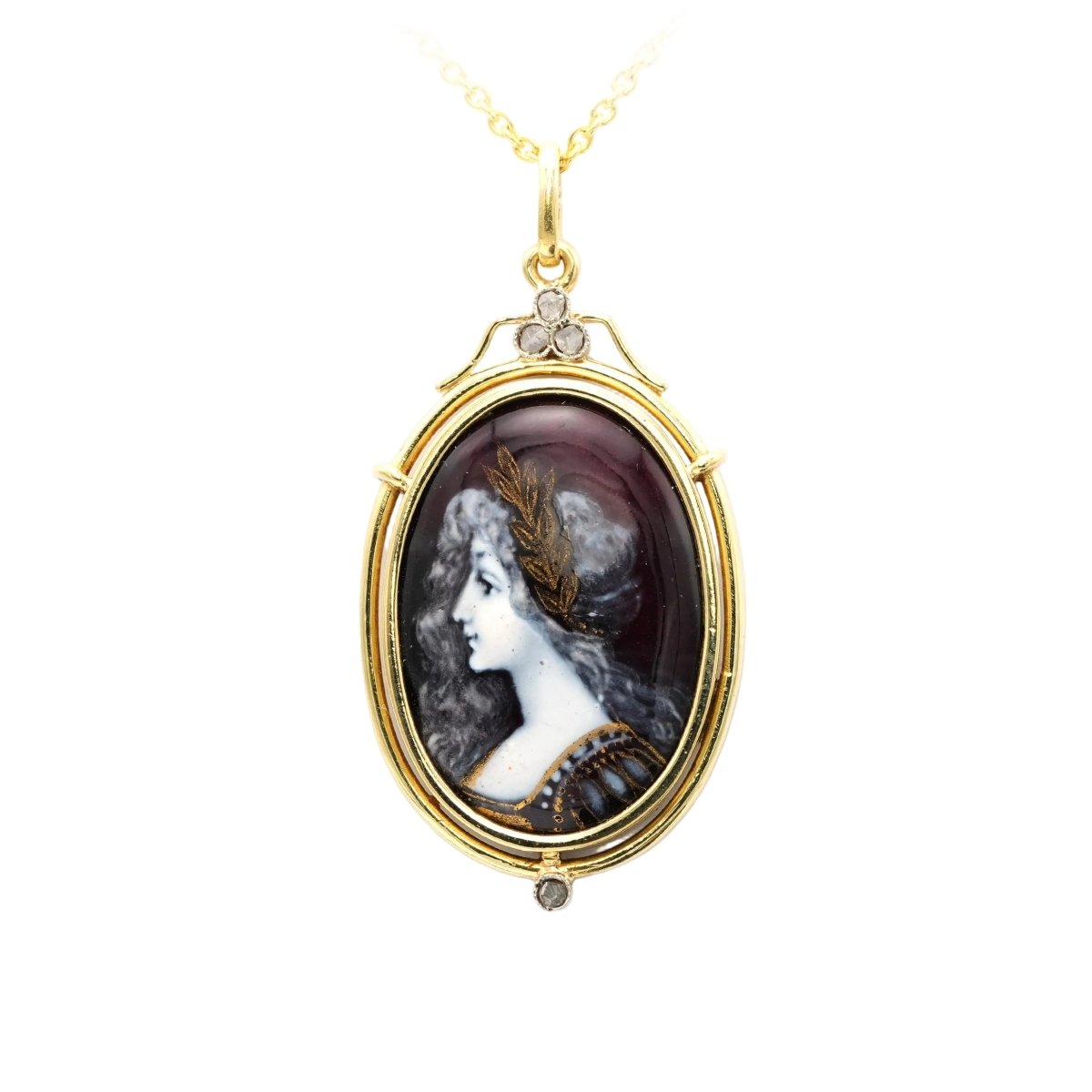 Pendentif en or jaune, émail et diamants - Castafiore
