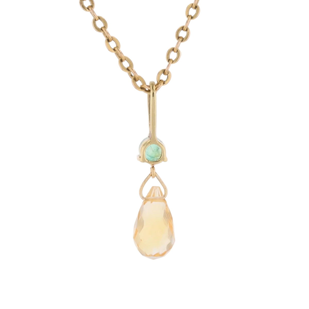 Pendentif en or jaune, émeraude et citrine - Castafiore