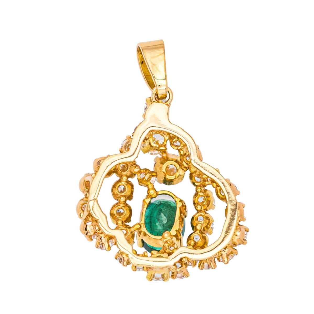 Pendentif en or jaune, émeraude et diamants - Castafiore