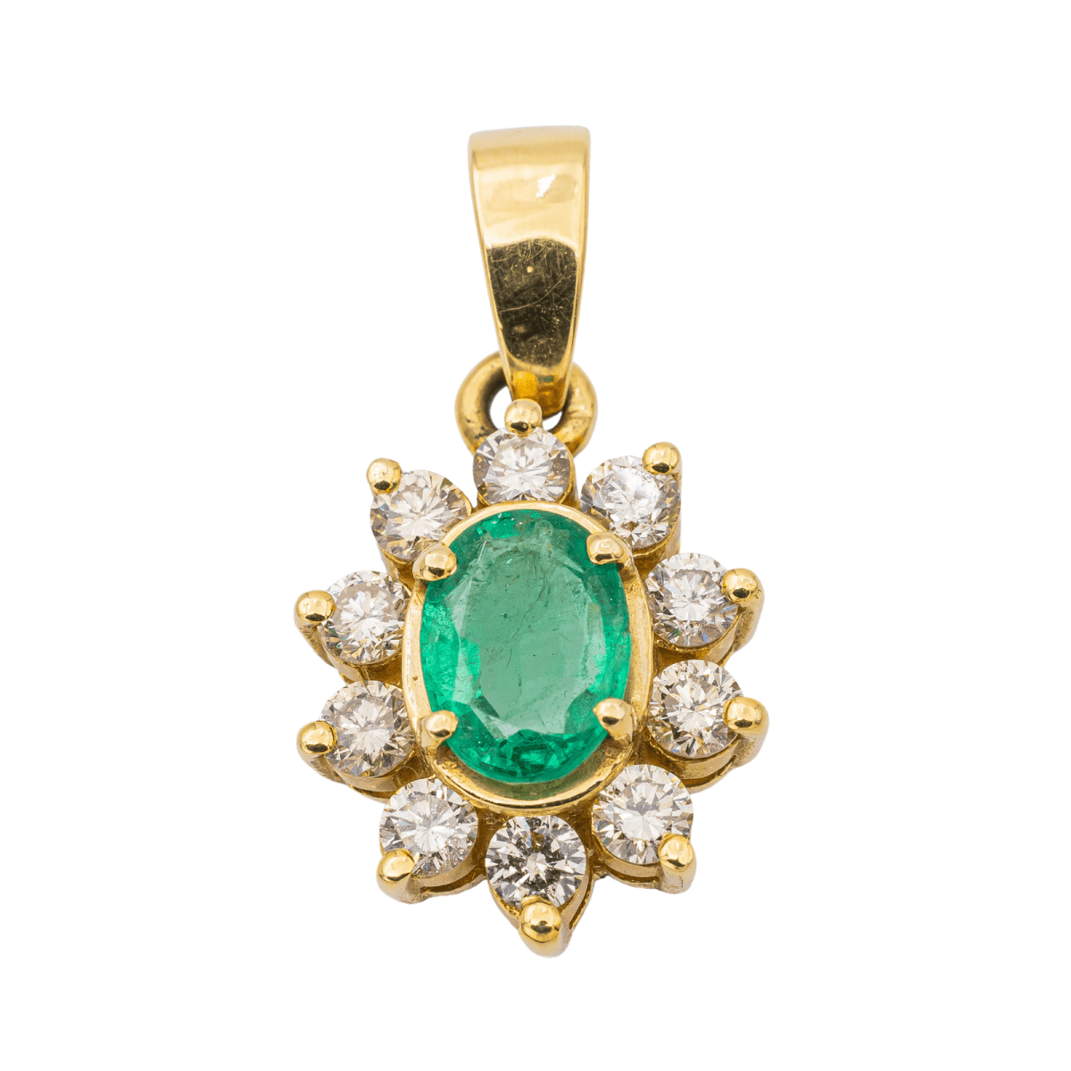 Pendentif en or jaune, émeraude et diamants - Castafiore