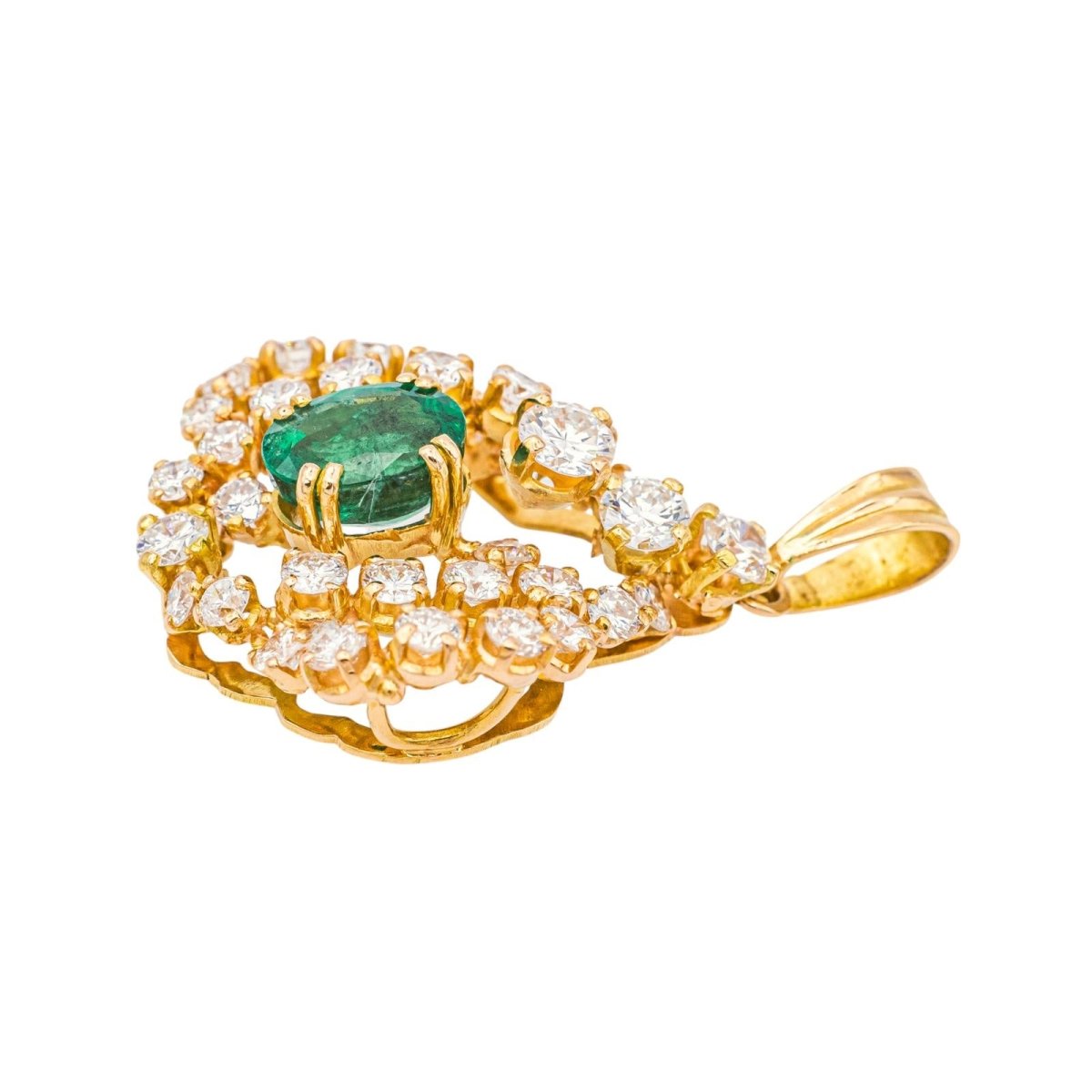 Pendentif en or jaune, émeraude et diamants - Castafiore
