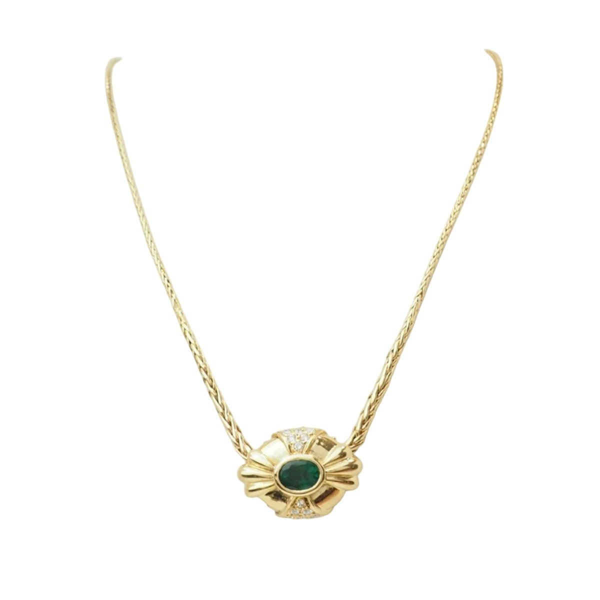 Pendentif en or jaune, émeraude et diamants - Castafiore