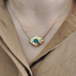 Pendentif en or jaune, émeraude et diamants - Castafiore