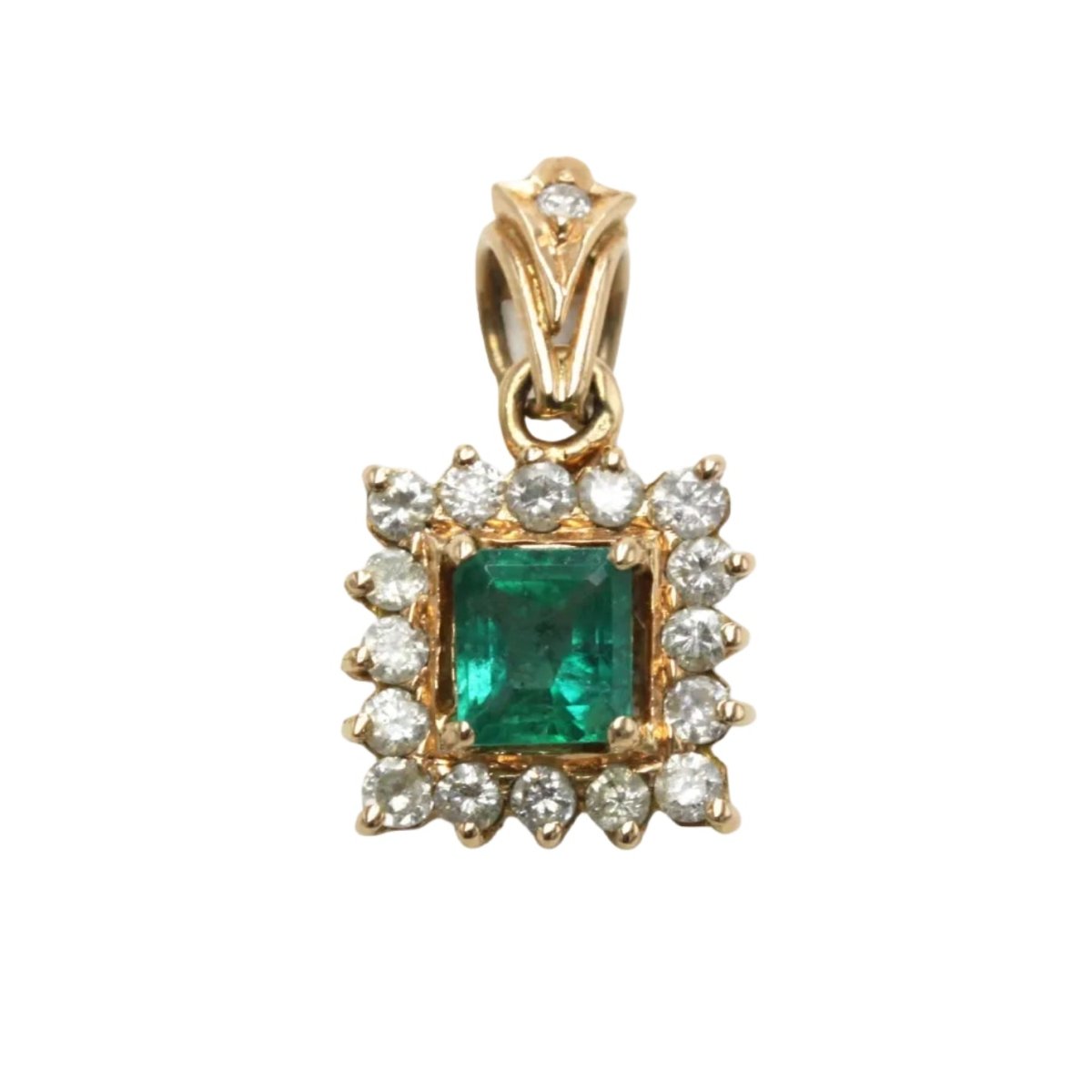 Pendentif en or jaune, émeraude et diamants
