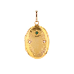 Pendentif en or jaune, émeraude et perles - Castafiore