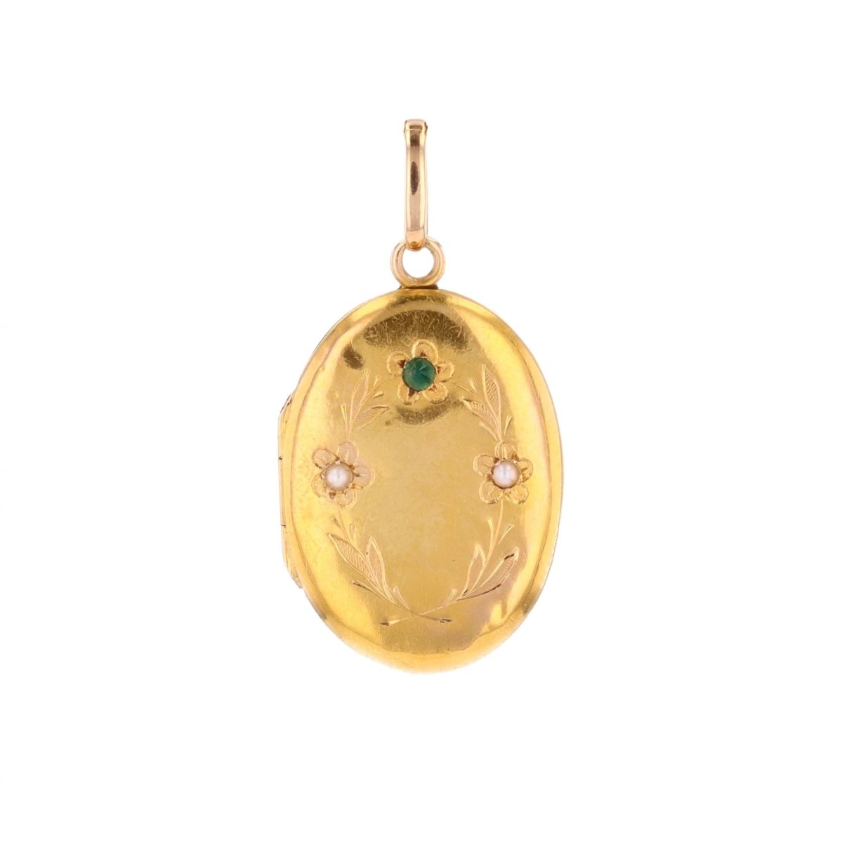 Pendentif en or jaune, émeraude et perles - Castafiore