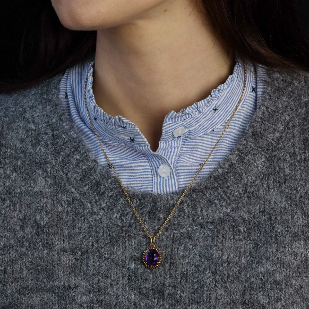 Pendentif en or jaune et améthyste - Castafiore