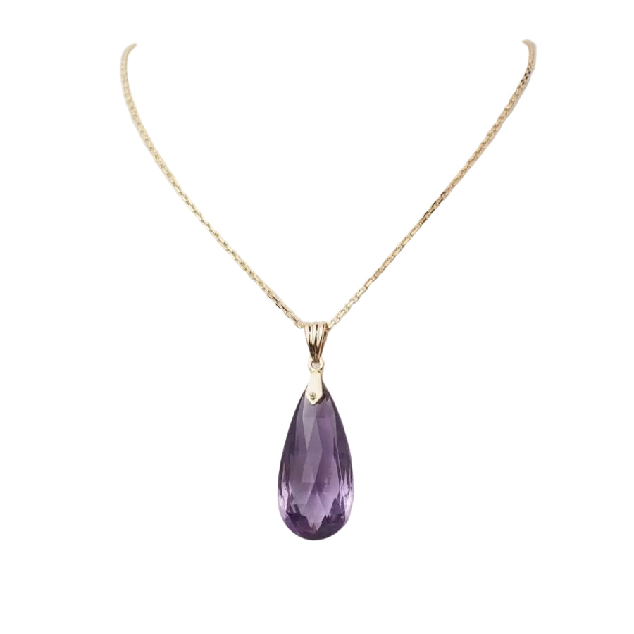 Pendentif en or jaune et Améthyste briolette - Castafiore