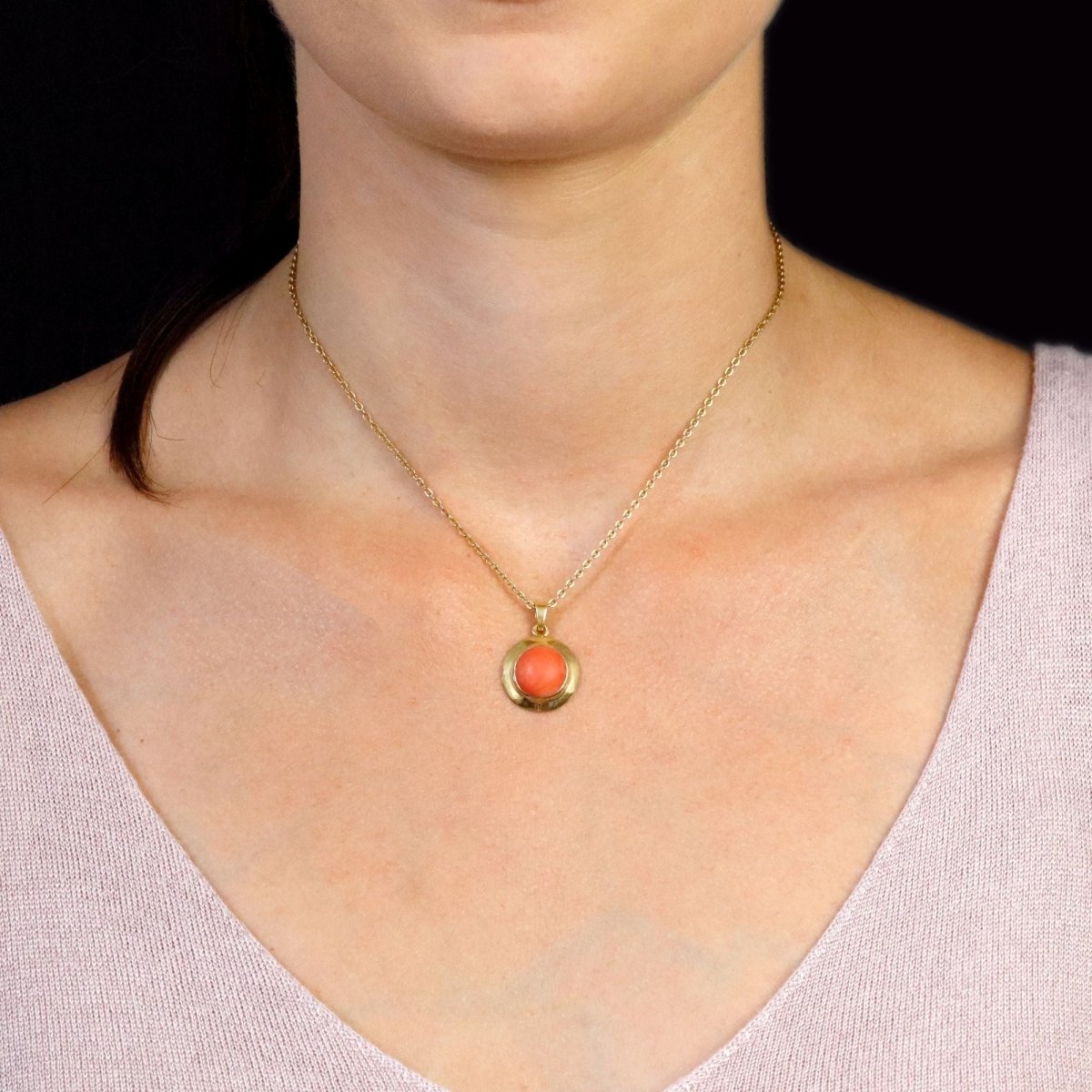 Pendentif en or jaune et corail - Castafiore