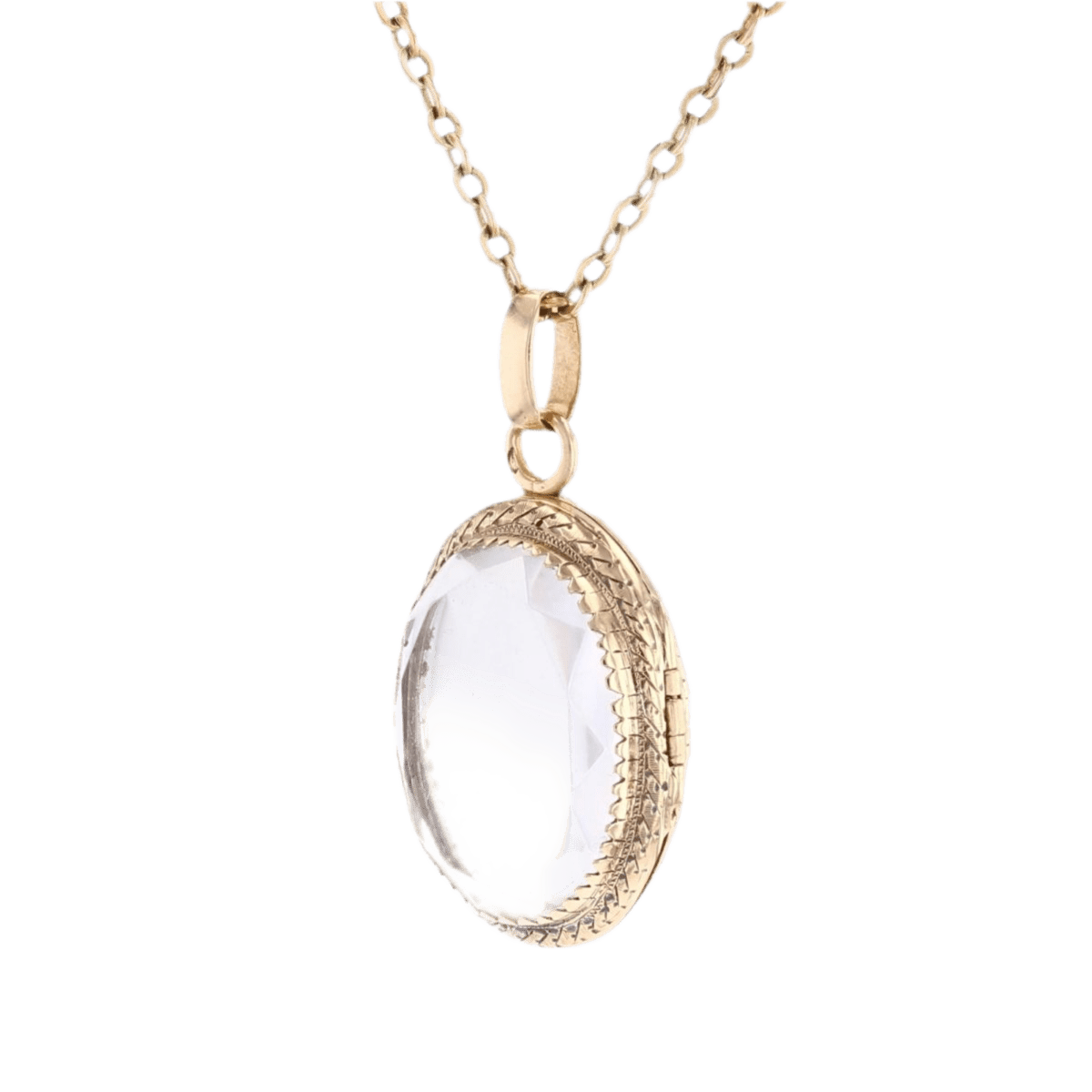 Pendentif en or jaune et cristal de roche - Castafiore