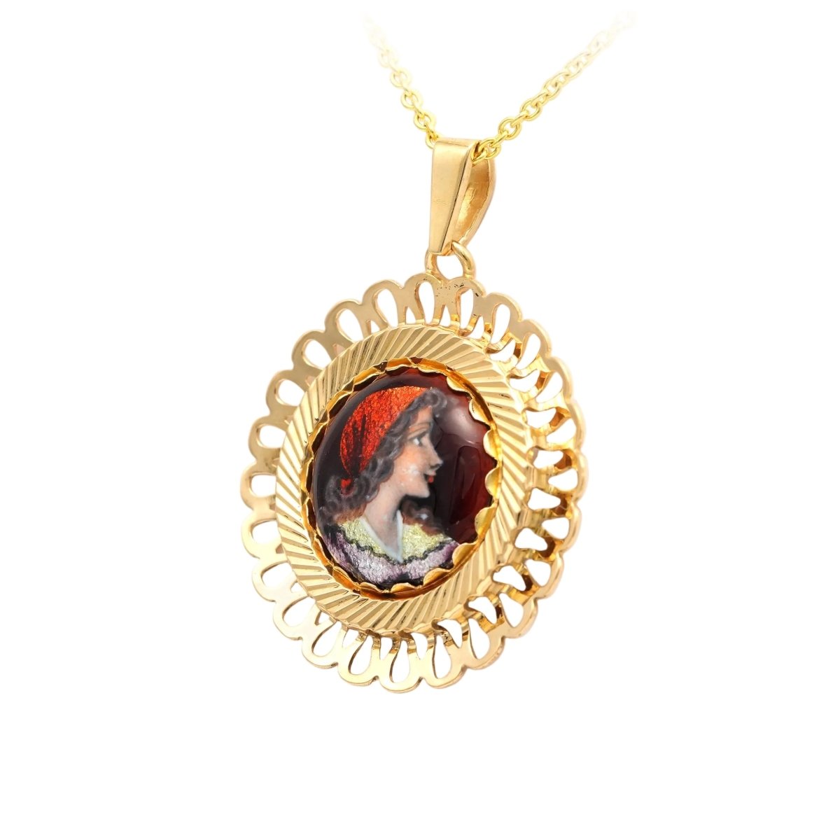 Pendentif en or jaune et émail - Castafiore