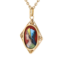 Limoges enamel pendant yellow gold