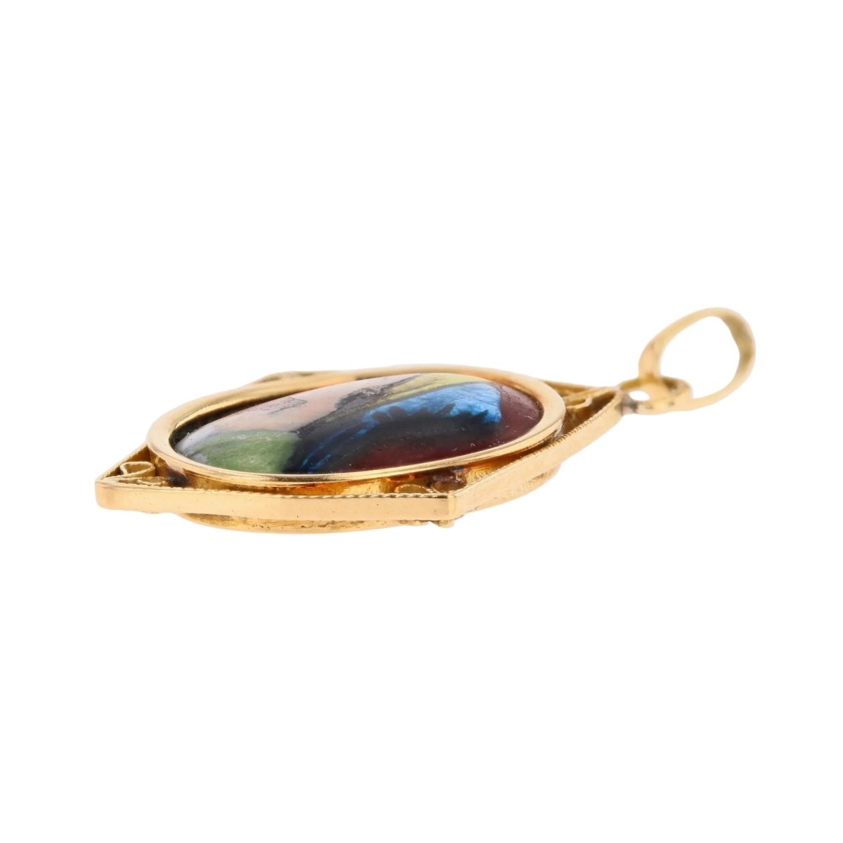 Limoges enamel pendant yellow gold