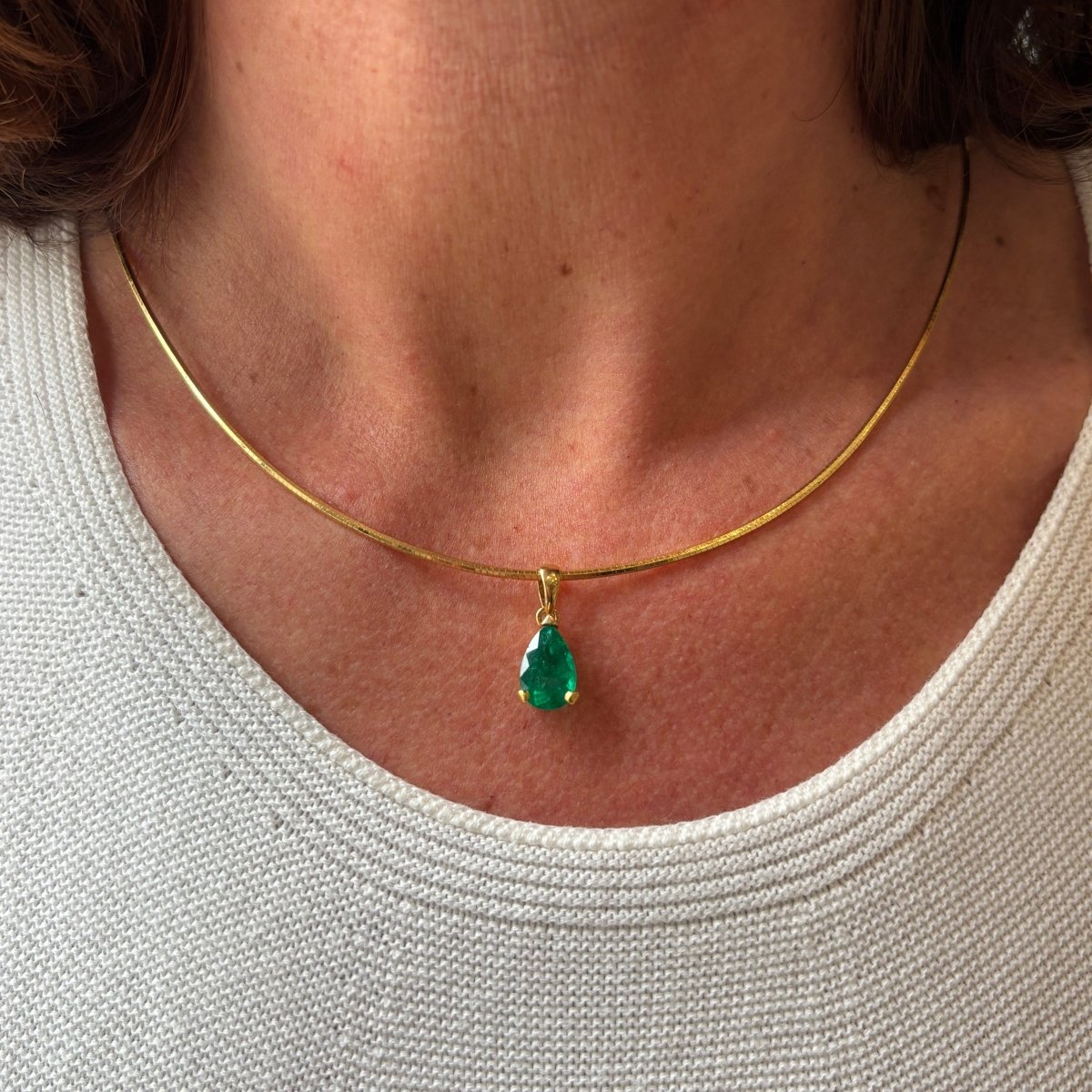 Pendentif en or jaune et émeraude - Castafiore
