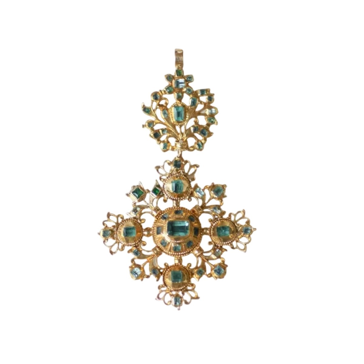 Pendentif en or jaune et émeraudes - Castafiore