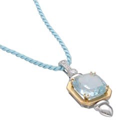 Pendentif en or jaune et gris 18 Cts avec une Aigue marine et diamants. - Castafiore