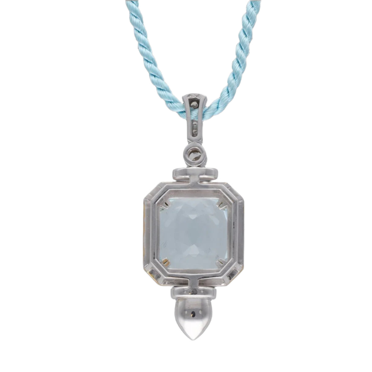 Pendentif en or jaune et gris 18 Cts avec une Aigue marine et diamants. - Castafiore