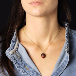 Pendentif en or jaune et oeil de tigre - Castafiore