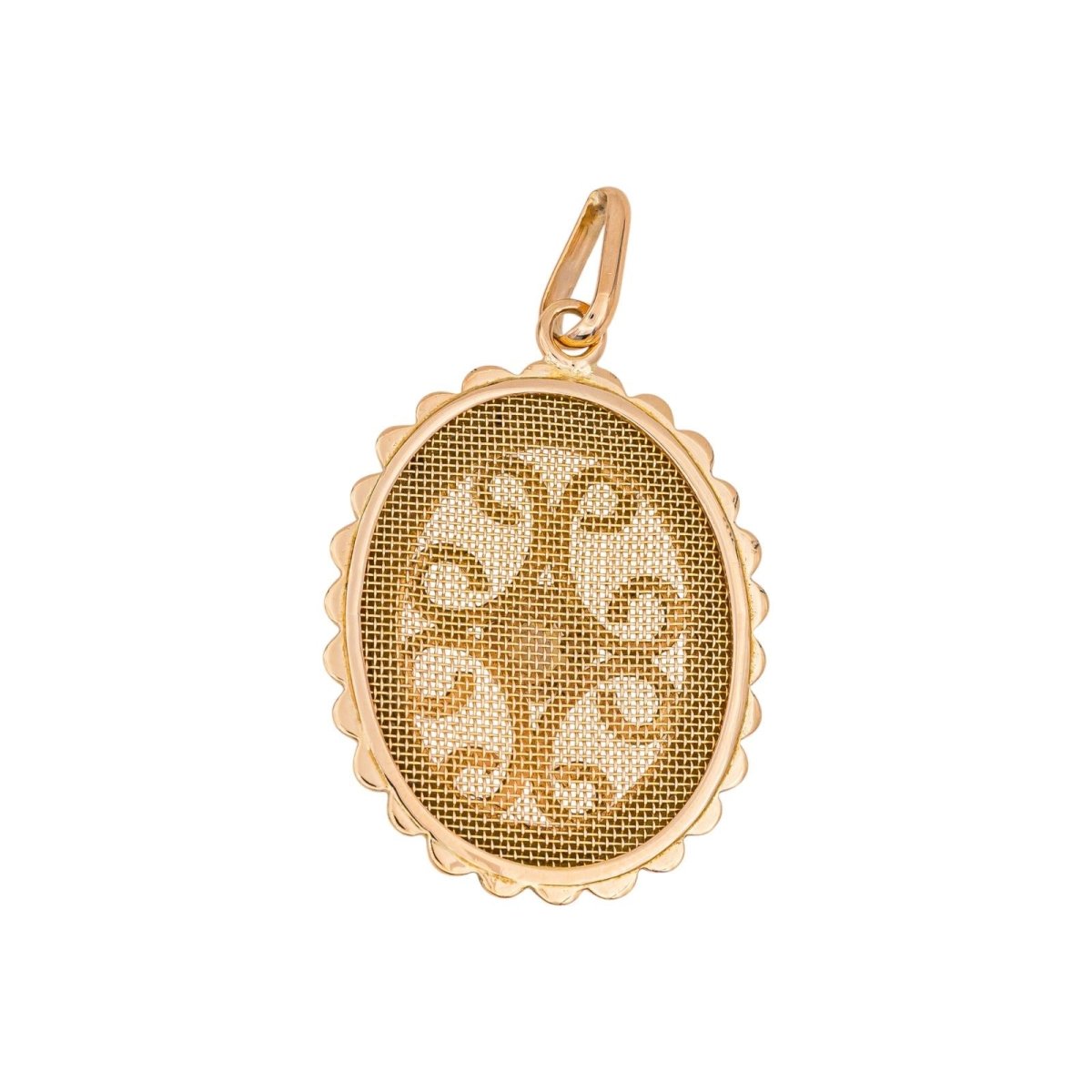 Yellow gold half pearl pendant