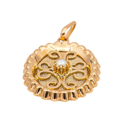 Yellow gold half pearl pendant
