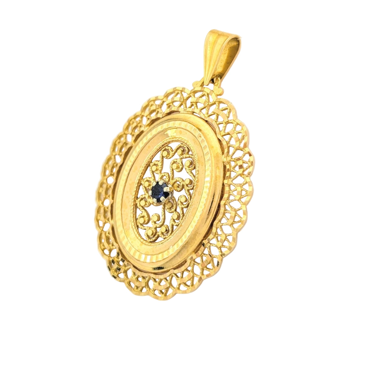 Pendentif en or jaune et pierre bleue - Castafiore