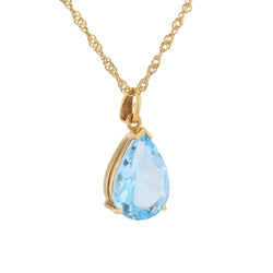 Pear-cut topaz pendant with twisted chain yellow gold