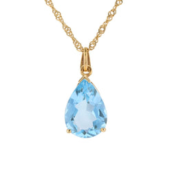 Pear-cut topaz pendant with twisted chain yellow gold