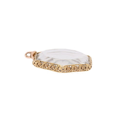 Hexagonal glass pendant yellow gold chiseled