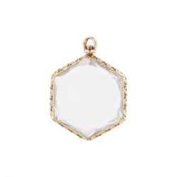 Hexagonal glass pendant yellow gold chiseled