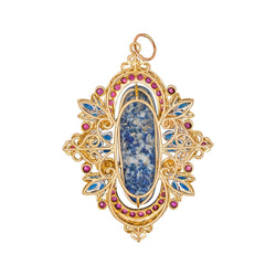 Pendentif en or jaune, lapis - lazuli, rubis, saphirs et diamants - Castafiore